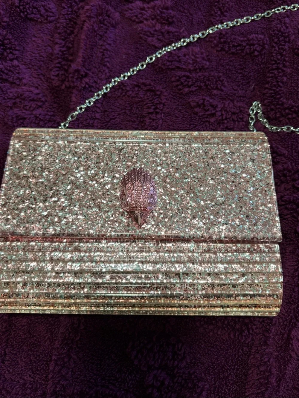 Kurt Geiger London Pink Crystal Envelope Medium Clutch Bag
